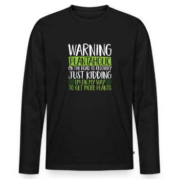 Monstera Deliciosa Albo Botanical Houseplant - Men's Premium Organic Long Sleeve Shirt - black - Front - Nico (187cm)