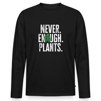 Monstera Deliciosa Albo Botanical Houseplant - Men's Premium Organic Long Sleeve Shirt - black - Front - Nico (187cm)