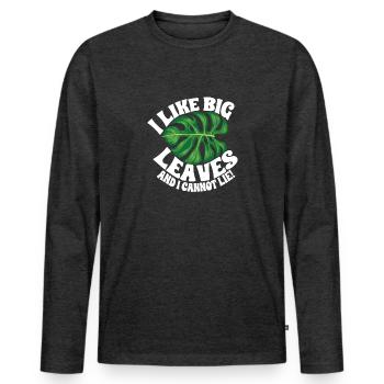 Monstera Deliciosa Albo Plante d’intérieur botanique - T-shirt manches longues Premium bio Homme - anthracite chiné - Devant - Nico (187cm)
