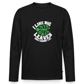 Monstera Deliciosa Albo Botanical Houseplant - Men's Premium Organic Long Sleeve Shirt - black - Front - Nico (187cm)