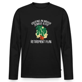 Monstera Deliciosa Albo Botanical Houseplant - Men's Premium Organic Long Sleeve Shirt - black - Front - Nico (187cm)