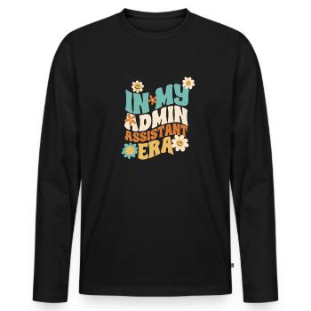 Secrétaire, Adjointe administrative, Commis de bureau - T-shirt manches longues Premium bio Homme - noir - Devant - Nico (187cm)