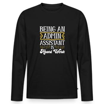 Secrétaire, Adjointe administrative, Commis de bureau - T-shirt manches longues Premium bio Homme - noir - Devant - Nico (187cm)