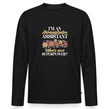 Secrétaire, Adjointe administrative, Commis de bureau - T-shirt manches longues Premium bio Homme - noir - Devant - Nico (187cm)
