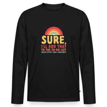 Secrétaire, Adjointe administrative, Commis de bureau - T-shirt manches longues Premium bio Homme - noir - Devant - Nico (187cm)