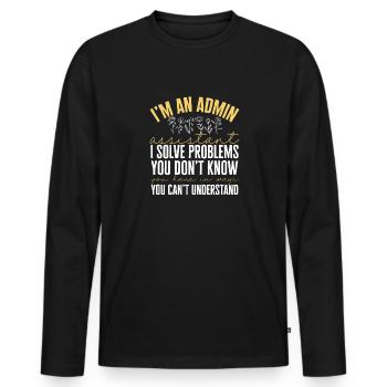 Secrétaire, Adjointe administrative, Commis de bureau - T-shirt manches longues Premium bio Homme - noir - Devant - Nico (187cm)