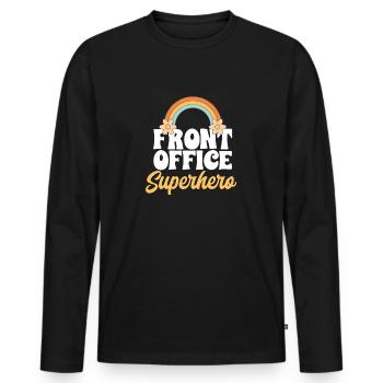 Secrétaire, Adjointe administrative, Commis de bureau - T-shirt manches longues Premium bio Homme - noir - Devant - Nico (187cm)