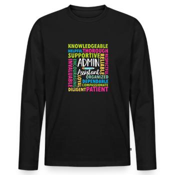 Secrétaire, Adjointe administrative, Commis de bureau - T-shirt manches longues Premium bio Homme - noir - Devant - Nico (187cm)