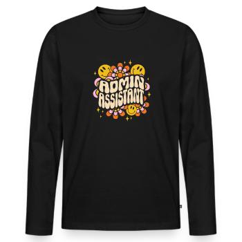 Secrétaire, Adjointe administrative, Commis de bureau - T-shirt manches longues Premium bio Homme - noir - Devant - Nico (187cm)