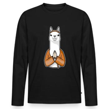 Christian Christianity Lama - Men's Premium Organic Long Sleeve Shirt - black - Front - Nico (187cm)