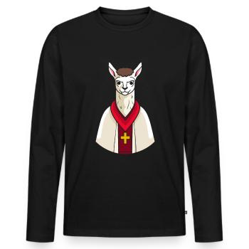 Christian Christianity Lama - Men's Premium Organic Long Sleeve Shirt - black - Front - Nico (187cm)