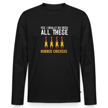Rubber Chicken Costume Toy Rubber Chicken - Men's Premium Organic Long Sleeve Shirt - black - Front - Nico (187cm)
