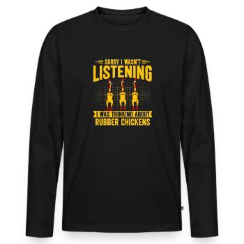 Rubber Chicken Costume Toy Rubber Chicken - Men's Premium Organic Long Sleeve Shirt - black - Front - Nico (187cm)