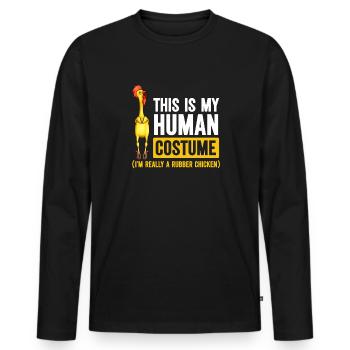 Rubber Chicken Costume Toy Rubber Chicken - Men's Premium Organic Long Sleeve Shirt - black - Front - Nico (187cm)