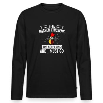 Rubber Chicken Costume Toy Rubber Chicken - Men's Premium Organic Long Sleeve Shirt - black - Front - Nico (187cm)