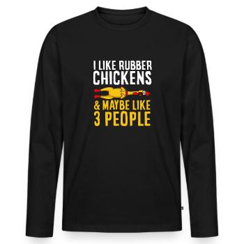 Rubber Chicken Costume Toy Rubber Chicken - Men's Premium Organic Long Sleeve Shirt - black - Front - Nico (187cm)
