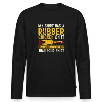 Rubber Chicken Costume Toy Rubber Chicken - Men's Premium Organic Long Sleeve Shirt - black - Front - Nico (187cm)