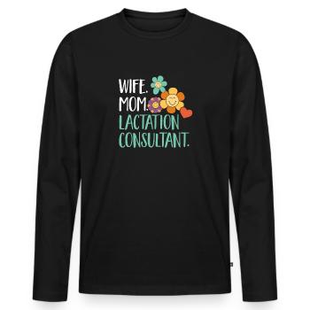 Lactation Consultant IBCLC - Men's Premium Organic Long Sleeve Shirt - black - Front - Nico (187cm)
