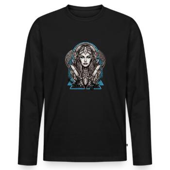 Mythologie et force La Servante du bouclier - T-shirt manches longues Premium bio Homme - noir - Devant - Nico (187cm)