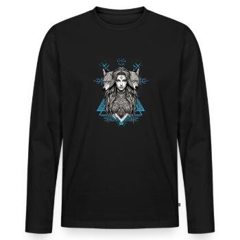 Mythologie et force La Servante du bouclier - T-shirt manches longues Premium bio Homme - noir - Devant - Nico (187cm)
