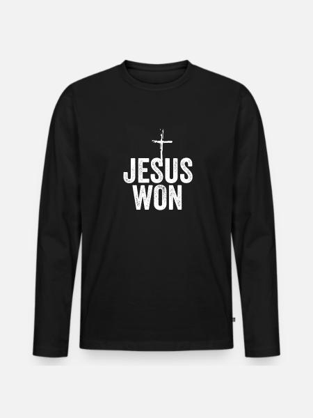 Jesus vandt religiøst kristent Jesus hellige kors - Premium økologisk langærmet T-shirt til mænd - sort