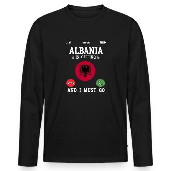 Drapeau albanais Aigle albanais Shqiponja - T-shirt manches longues Premium bio Homme - noir - Devant - Nico (187cm)