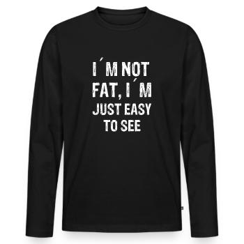 Ich bin nicht dick, ich bin nur leicht zu sehen - Männer Premium Bio Langarmshirt - Schwarz - Vorne - Nico (187cm)
