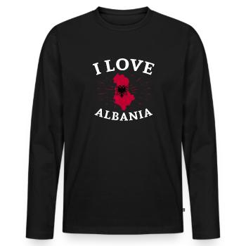 Drapeau albanais Aigle albanais Shqiponja - T-shirt manches longues Premium bio Homme - noir - Devant - Nico (187cm)