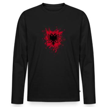 Drapeau albanais Aigle albanais Shqiponja - T-shirt manches longues Premium bio Homme - noir - Devant - Nico (187cm)