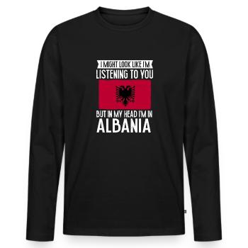 Drapeau albanais Aigle albanais Shqiponja - T-shirt manches longues Premium bio Homme - noir - Devant - Nico (187cm)