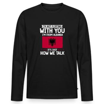 Drapeau albanais Aigle albanais Shqiponja - T-shirt manches longues Premium bio Homme - noir - Devant - Nico (187cm)