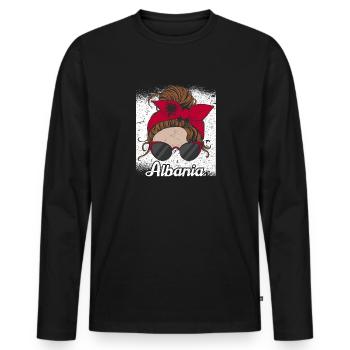 Drapeau albanais Aigle albanais Shqiponja - T-shirt manches longues Premium bio Homme - noir - Devant - Nico (187cm)