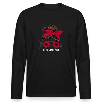 Drapeau albanais Aigle albanais Shqiponja - T-shirt manches longues Premium bio Homme - noir - Devant - Nico (187cm)