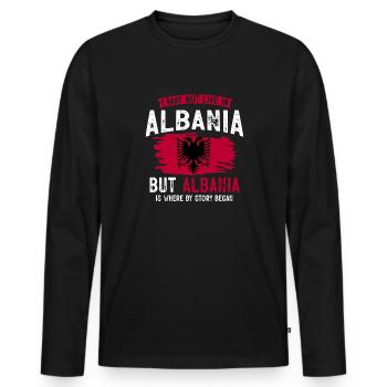 Drapeau albanais Aigle albanais Shqiponja - T-shirt manches longues Premium bio Homme - noir - Devant - Nico (187cm)
