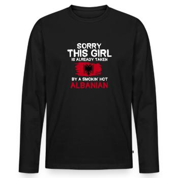 Drapeau albanais Aigle albanais Shqiponja - T-shirt manches longues Premium bio Homme - noir - Devant - Nico (187cm)