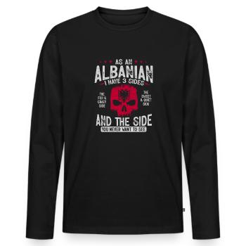 Drapeau albanais Aigle albanais Shqiponja - T-shirt manches longues Premium bio Homme - noir - Devant - Nico (187cm)