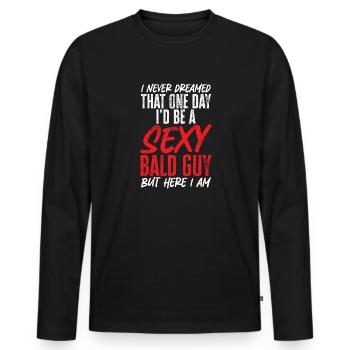 Glatze Kahlköpfigkeit Bart Glatzkopf - Männer Premium Bio Langarmshirt - Schwarz - Vorne - Nico (187cm)