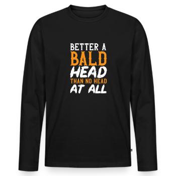 Bald Head Baldness Beard Bald Head - Men's Premium Organic Long Sleeve Shirt - black - Front - Nico (187cm)