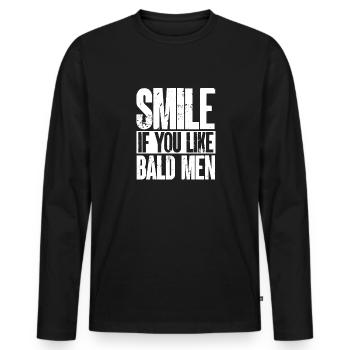 Bald Head Baldness Beard Bald Head - Men's Premium Organic Long Sleeve Shirt - black - Front - Nico (187cm)