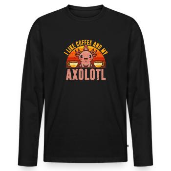 Ich Mag Kaffee Und Mein Axolotl - Männer Premium Bio Langarmshirt - Schwarz - Vorne - Nico (187cm)