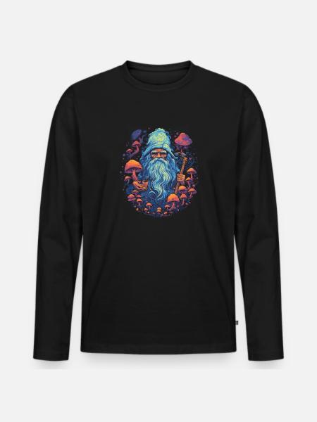 Mushroom | Fantasy Pilze Wald Natur Goa Festival - Männer Premium Bio Langarmshirt - Schwarz
