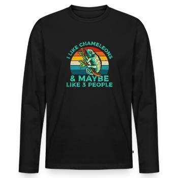 J’aime les caméléons T-shirt rétro - T-shirt manches longues Premium bio Homme - noir - Devant - Nico (187cm)