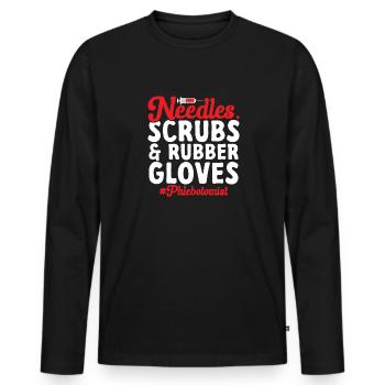 Phlebotomy Blood Draw Blood Nurse - Men's Premium Organic Long Sleeve Shirt - black - Front - Nico (187cm)