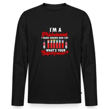 Phlebotomie Blutabnahme Blut Krankenschwester - Männer Premium Bio Langarmshirt - Schwarz - Vorne - Nico (187cm)