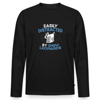 Schneeleopard - Männer Premium Bio Langarmshirt - Schwarz - Vorne - Nico (187cm)