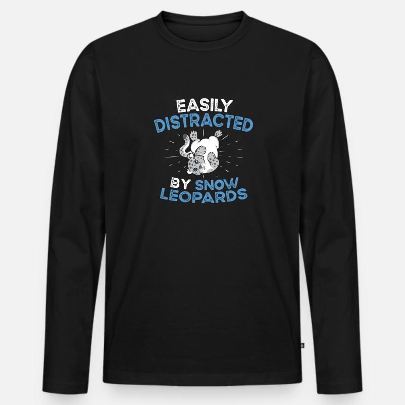 Schneeleopard - Männer Premium Bio Langarmshirt - Schwarz