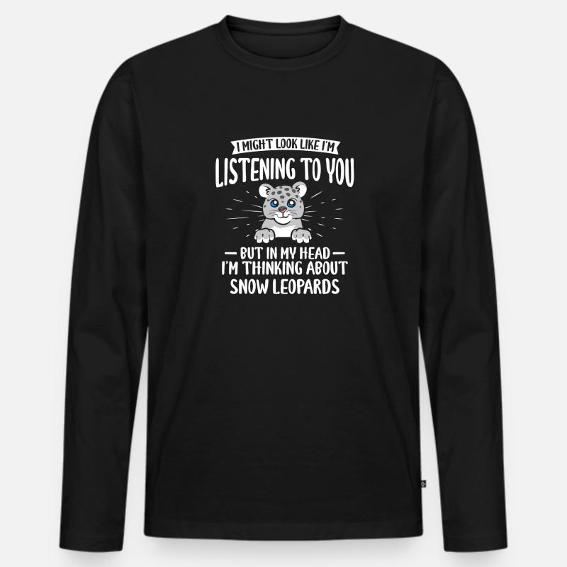 Schneeleopard - Männer Premium Bio Langarmshirt - Schwarz