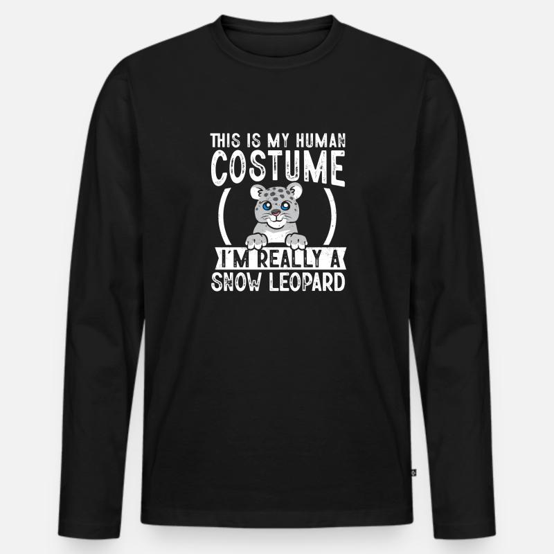 Schneeleopard - Männer Premium Bio Langarmshirt - Schwarz