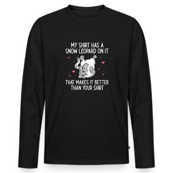 Schneeleopard - Männer Premium Bio Langarmshirt - Schwarz - Vorne - Nico (187cm)
