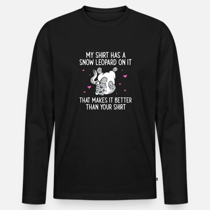 Schneeleopard - Männer Premium Bio Langarmshirt - Schwarz
